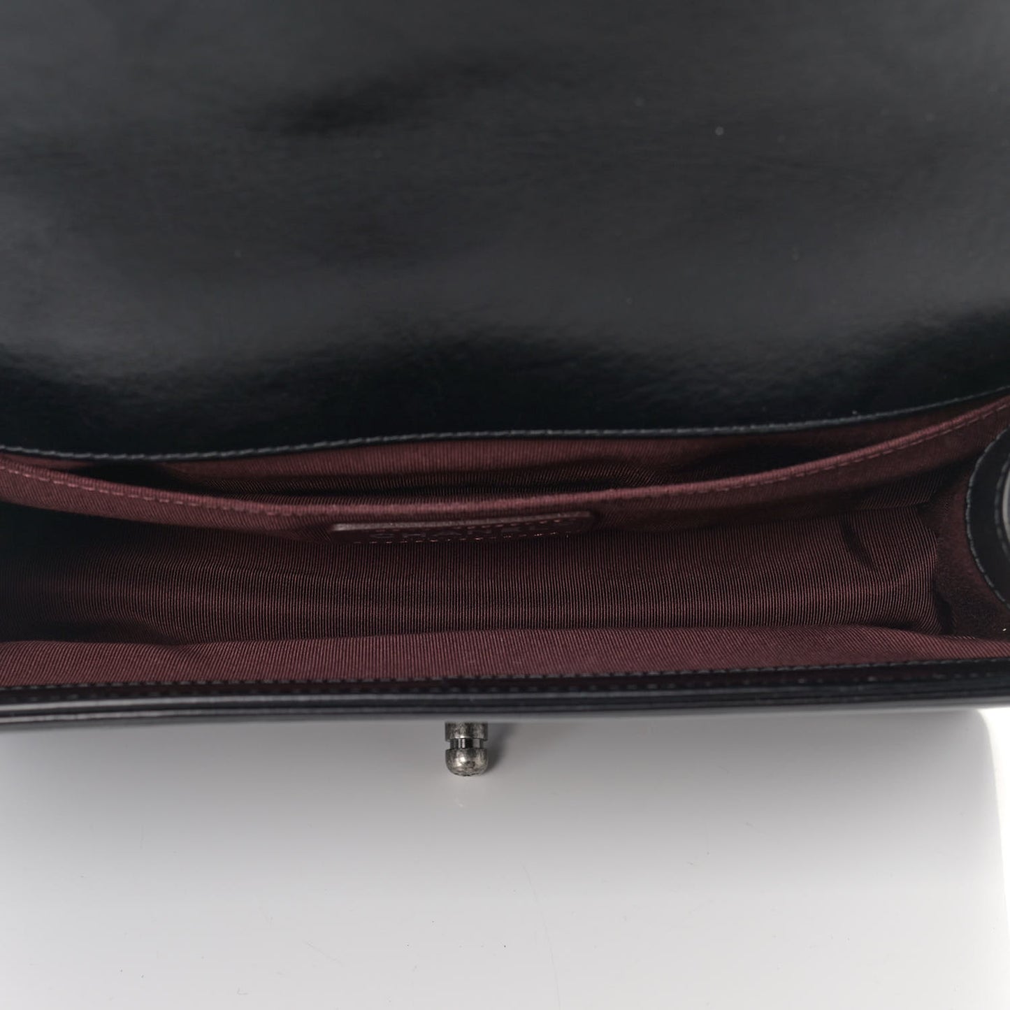 Glazed Calfskin Quilted Medium Boy Chained Flap Black