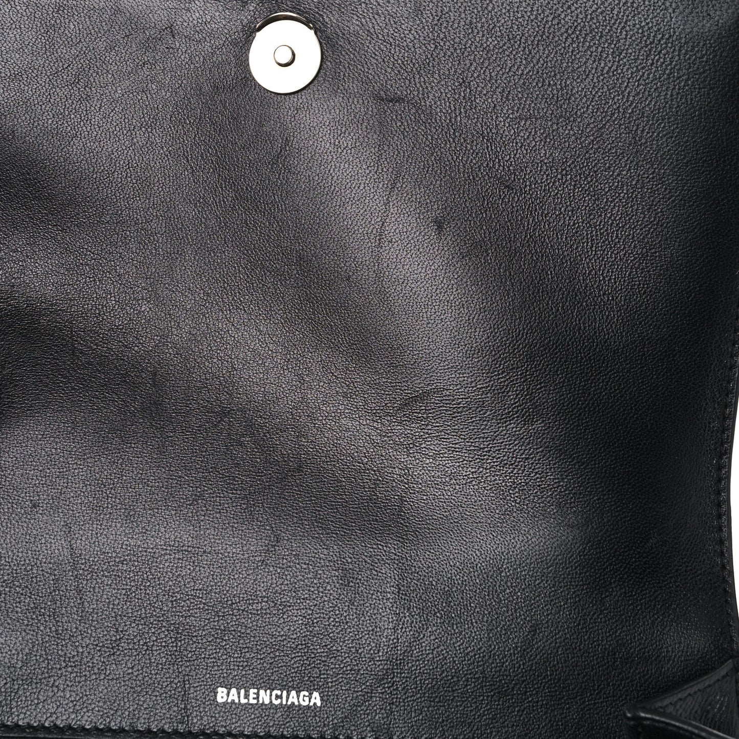 Grained Calfskin Medium Hourglass Top Handle Bag Black