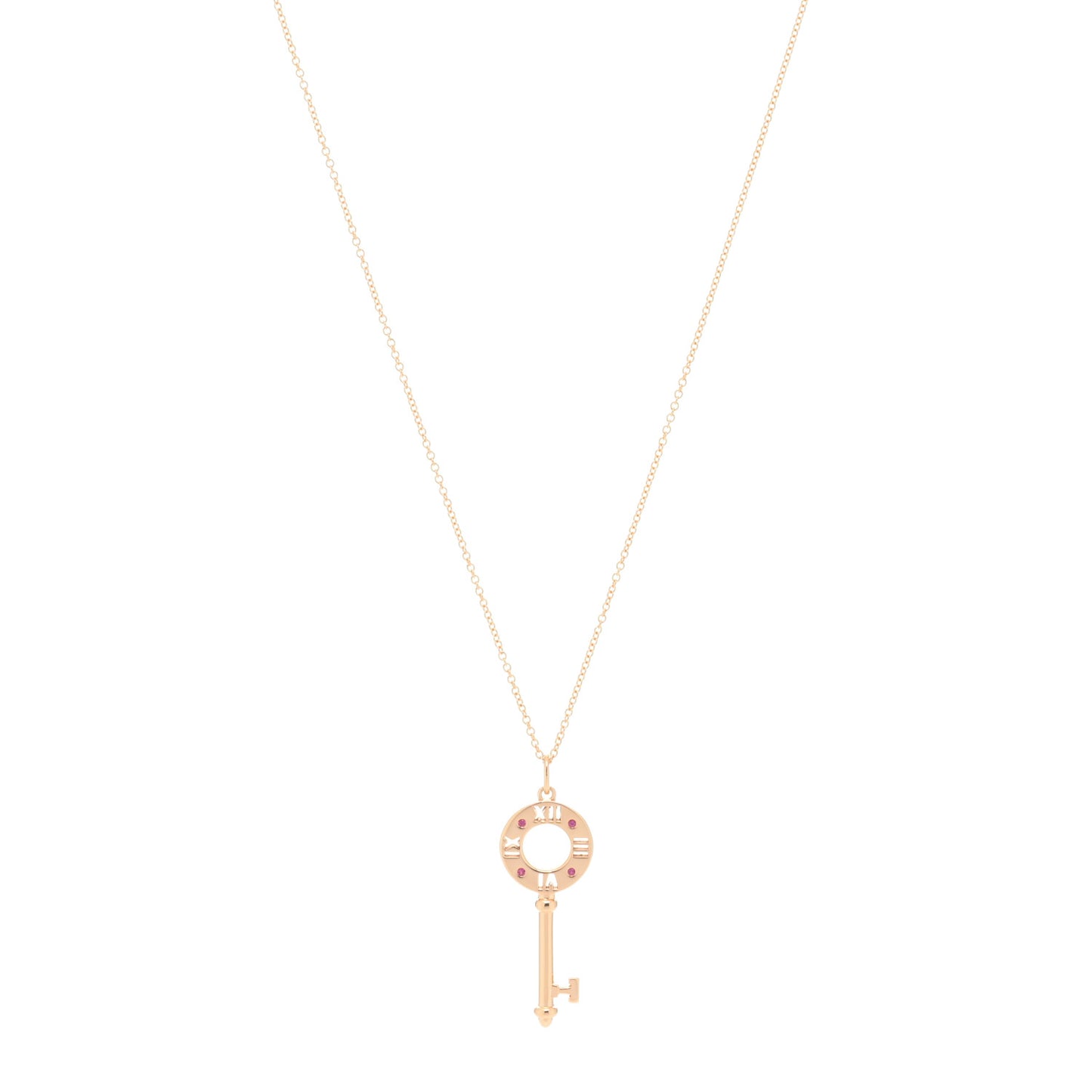 18K Rose Gold Ruby Atlas Pierced Key Pendant Necklace