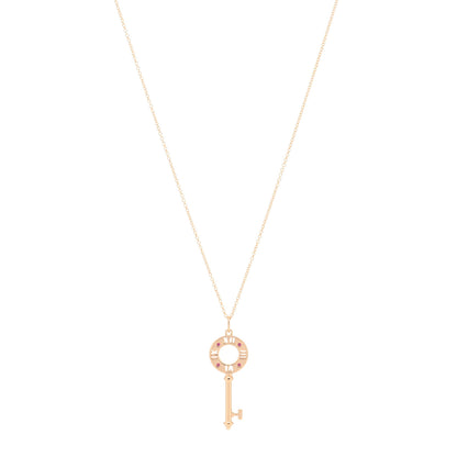 Tiffany 18K Rose Gold Ruby Atlas Pierced Key Pendant Necklace 1 of 5