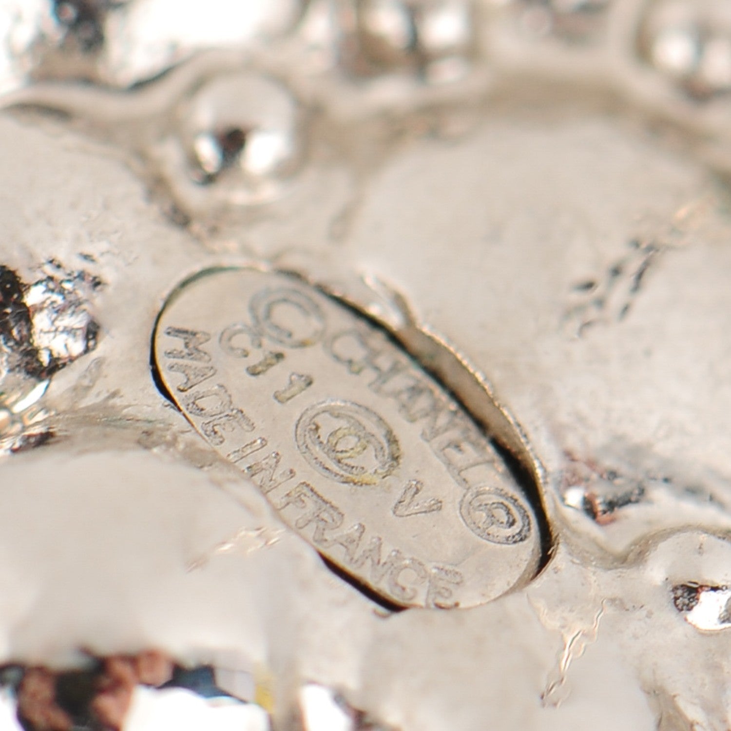 Chanel Crystal CC Earrings Silver 4 of 4