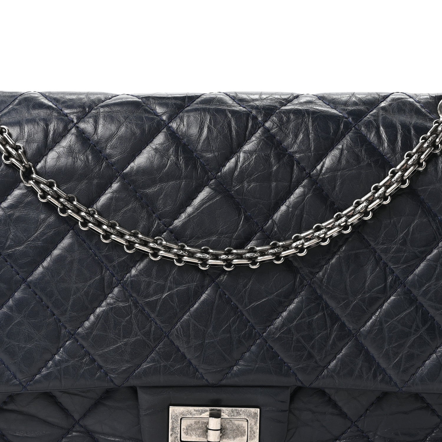 Chanel Aged Calfskin Quilted 2.55 Reissue 227 Flap Navy Blue 8 of 10