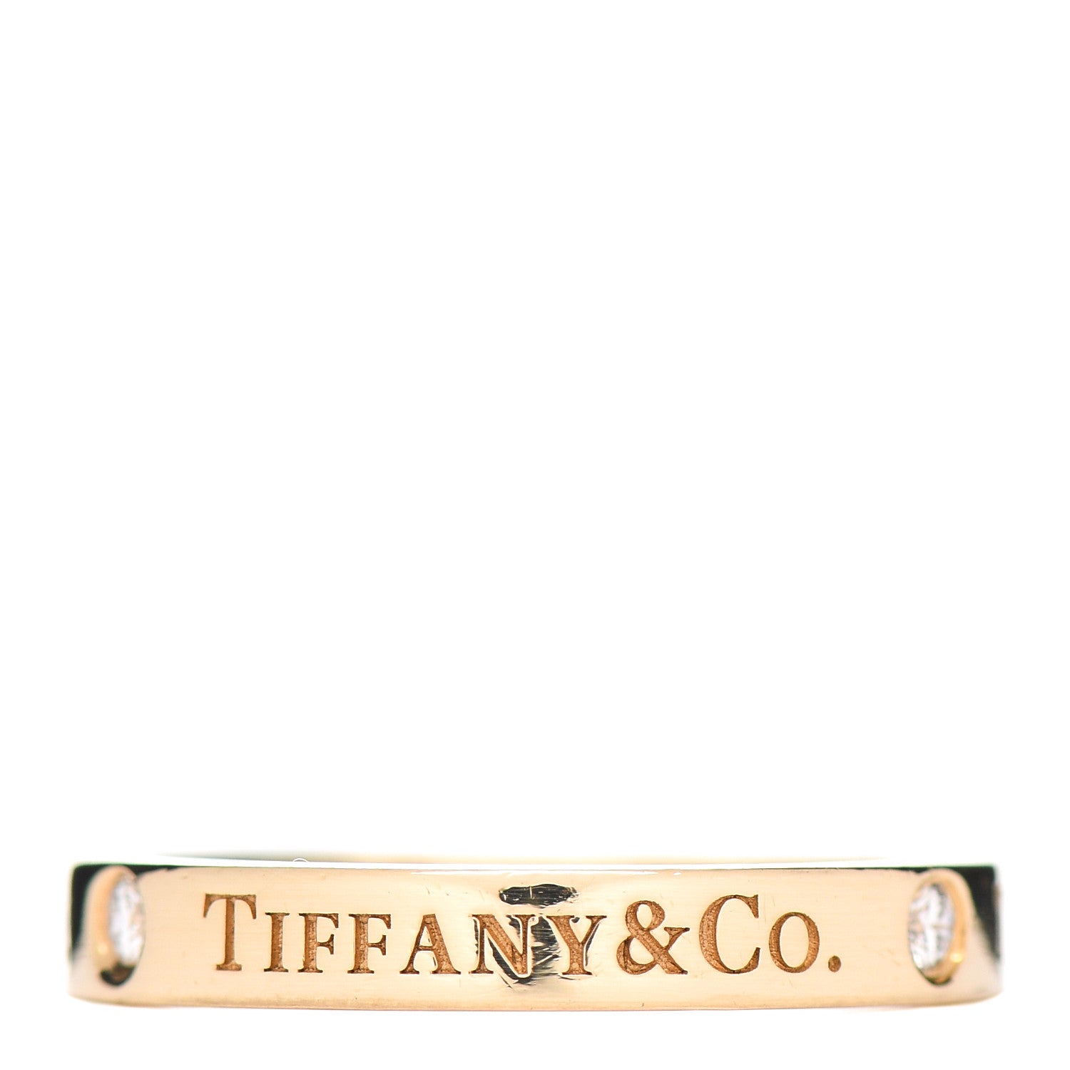 Tiffany 18K Yellow Gold Diamond Logo Band Ring 52 6 1 of 4