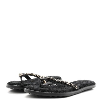 Chanel Lambskin CC Chain Thong Sandals 39 Black 4 of 10