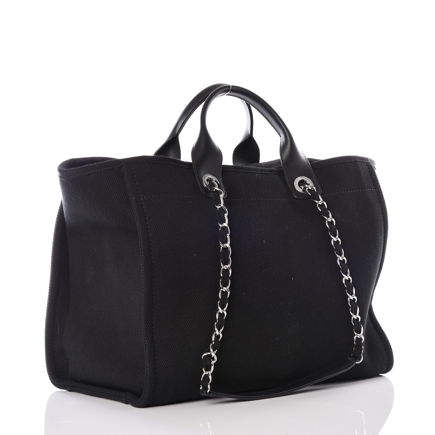 Chanel Canvas Pearl Medium Deauville Tote Black 2 of 9