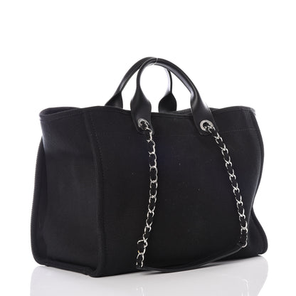Chanel Canvas Pearl Medium Deauville Tote Black 2 of 9