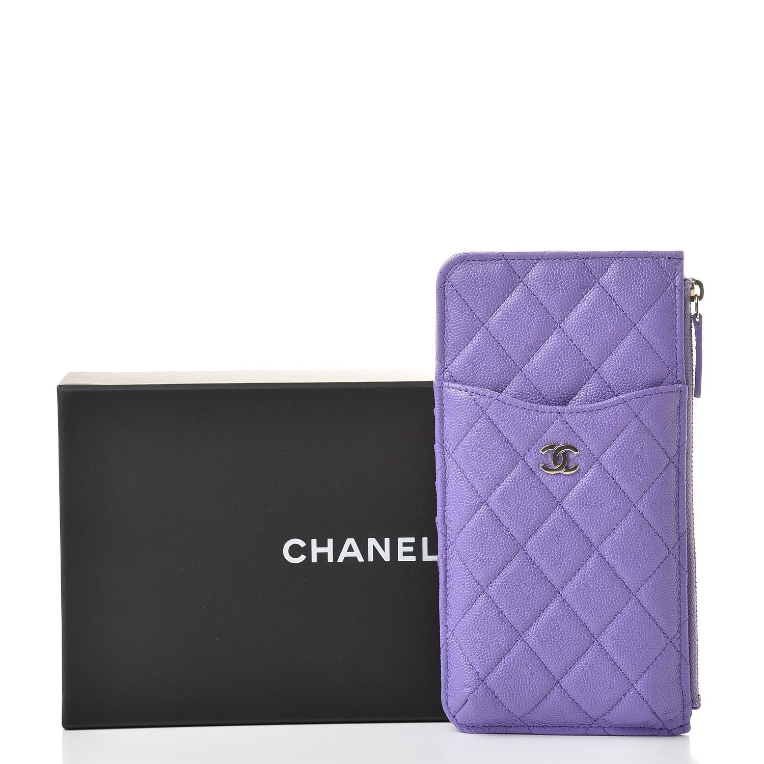 Chanel Caviar Quilted Classic Flat Wallet Pouch Purple 8 of 8