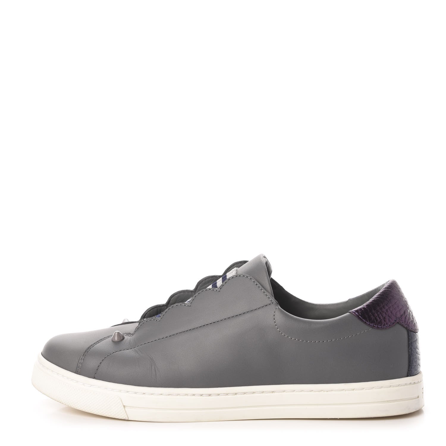 Fendi Vitello Lurex Rockoclick Slip On Sneakers 36 Alga Amarone Blueberry Multicolor 1 of 9