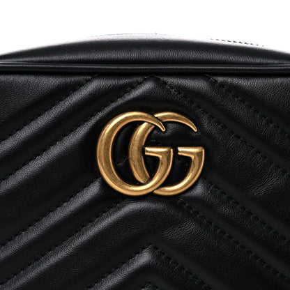 Gucci Calfskin Matelasse Mini GG Marmont Chain Shoulder Bag Black 11 of 12
