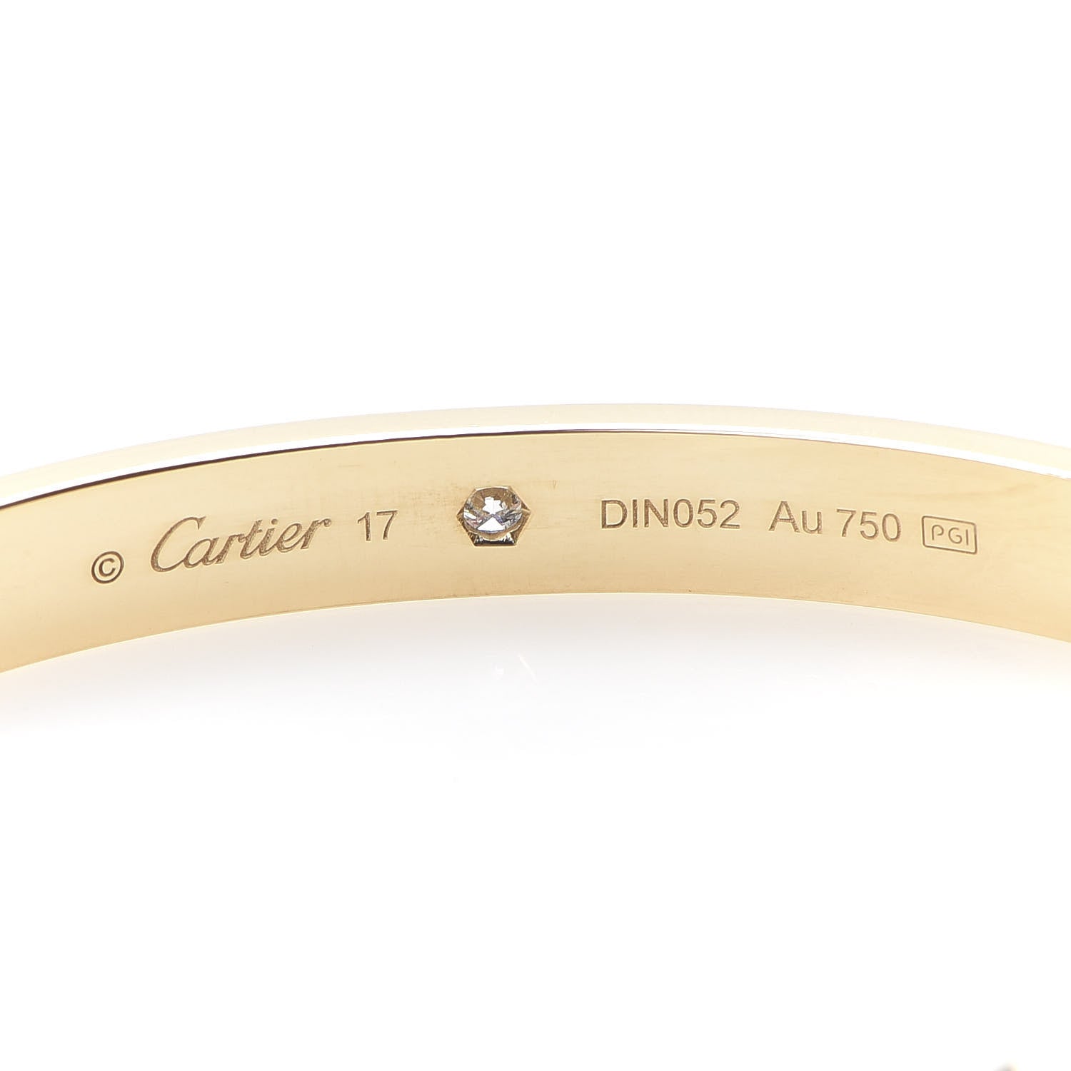 Cartier 18K Yellow Gold 1 Diamond LOVE Cuff Bracelet 17 5 of 7