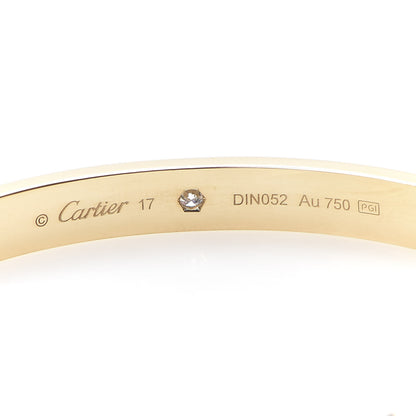 Cartier 18K Yellow Gold 1 Diamond LOVE Cuff Bracelet 17 5 of 7