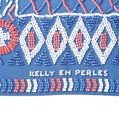 Hermes Silk Twill Kelly En Perles Giant Scarf 140 Bleu Framboise 3 of 4