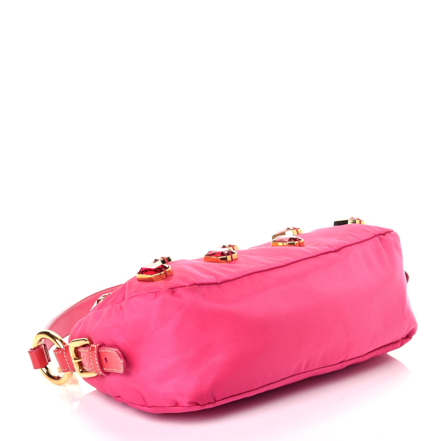 Prada Tessuto Nylon Pietre Jeweled Shoulder Bag Fuxia 4 of 8