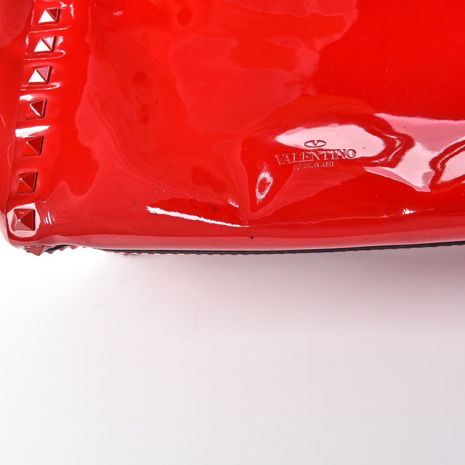 Valentino Garavani Patent Monochrome Small Rockstud Double Handle Tote Rosso Valentino 10 of 10