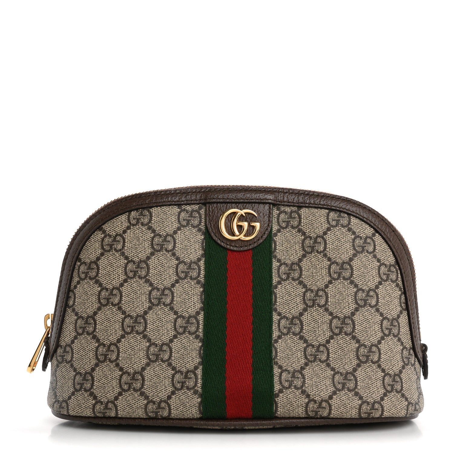 Gucci GG Supreme Monogram Textured Calfskin Web Large Ophidia Cosmetic Case Beige Ebony New Acero 1 of 10