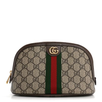 Gucci GG Supreme Monogram Textured Calfskin Web Large Ophidia Cosmetic Case Beige Ebony New Acero 1 of 10