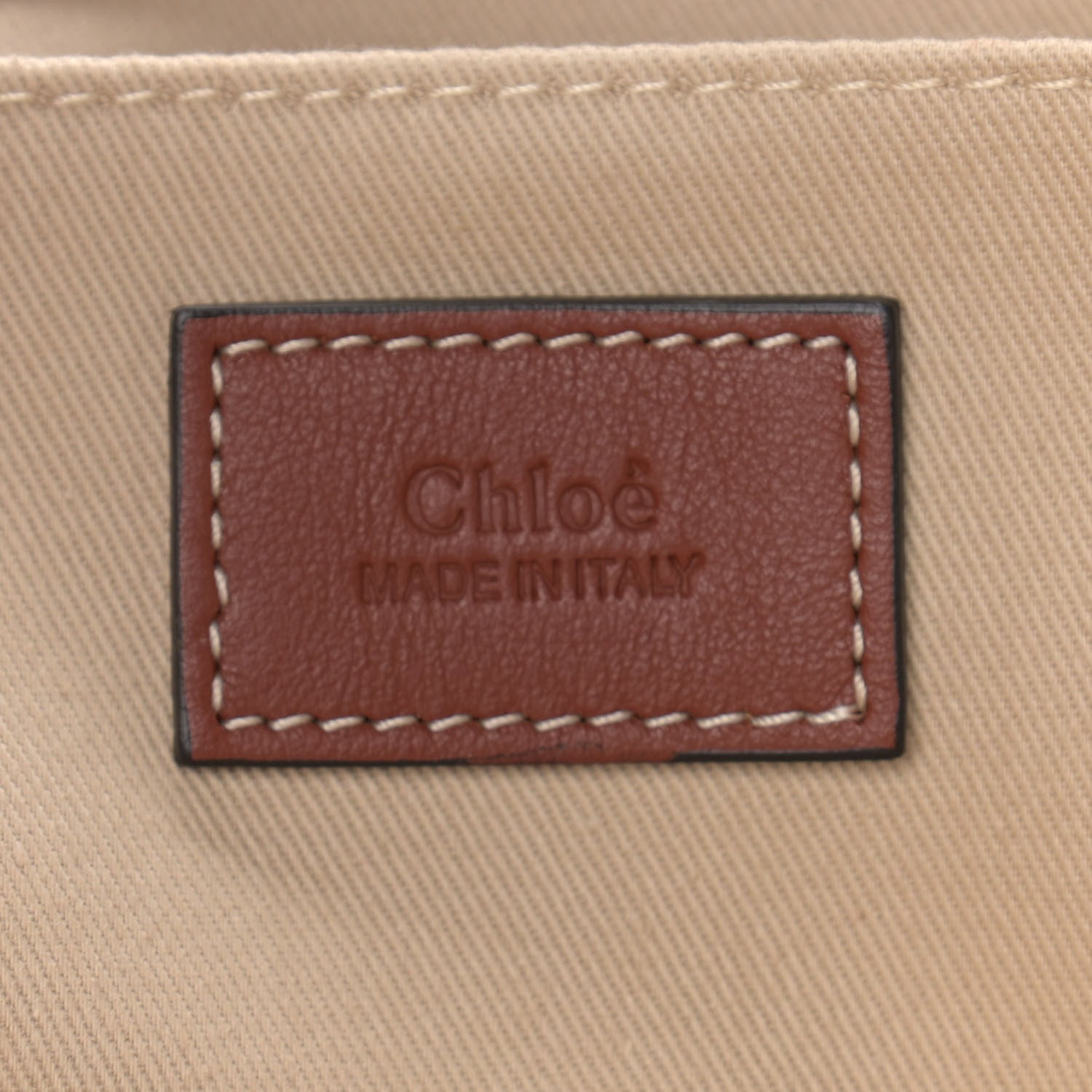 Chloe Cotton Calfskin Large Woody Ribbon Tote White Brown 6 of 9