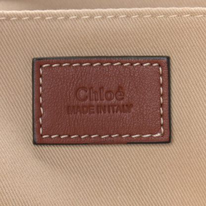 Chloe Cotton Calfskin Large Woody Ribbon Tote White Brown 6 of 9