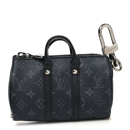 Louis Vuitton Monogram Eclipse Mini Keepall Bag Charm Key Holder Black 1 of 9