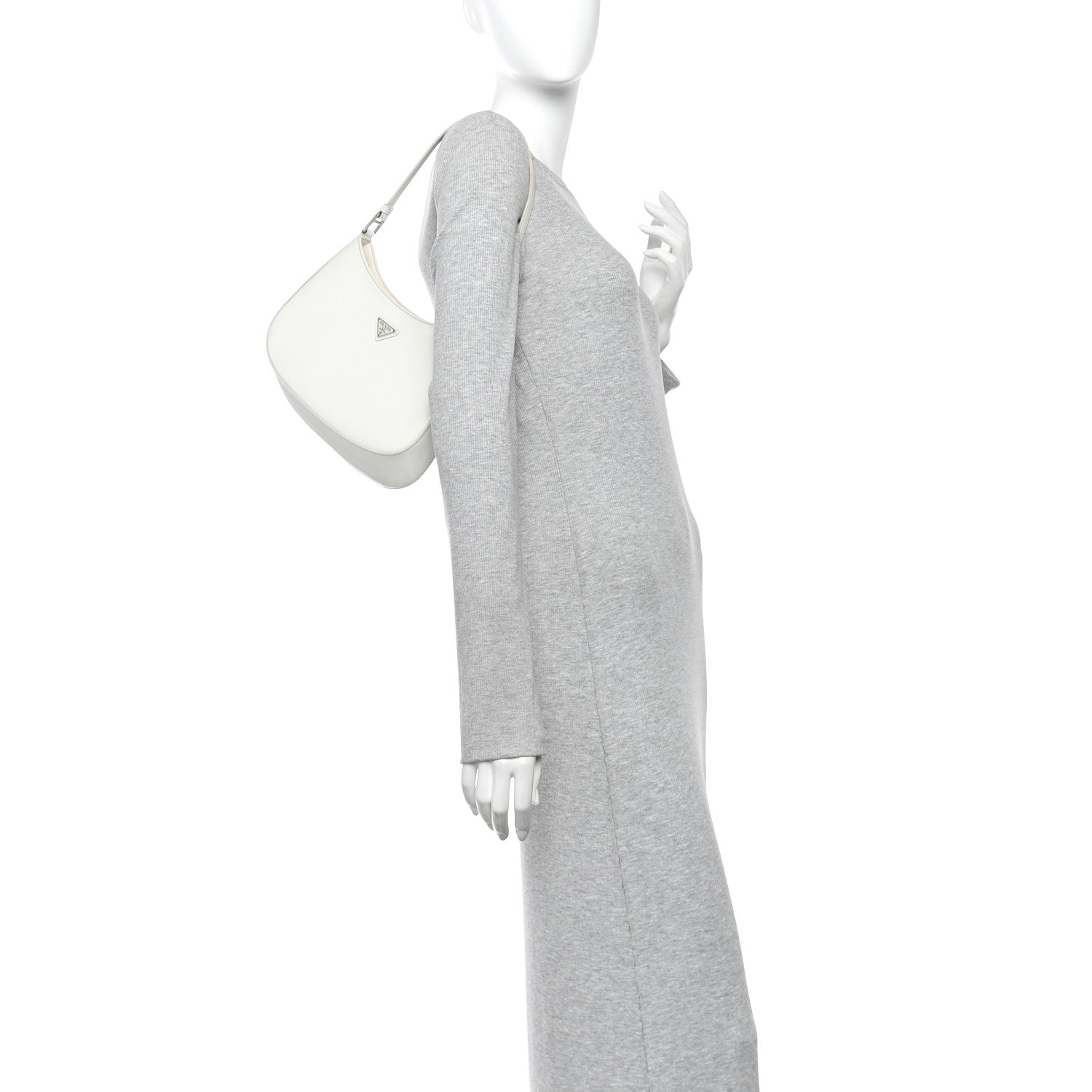 Prada Spazzolato Cleo Shoulder Bag White 2 of 10