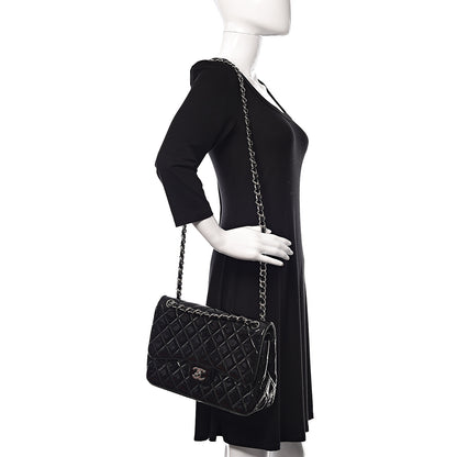 Chanel Patent Quilted Jumbo Double Flap Black 2 of 12