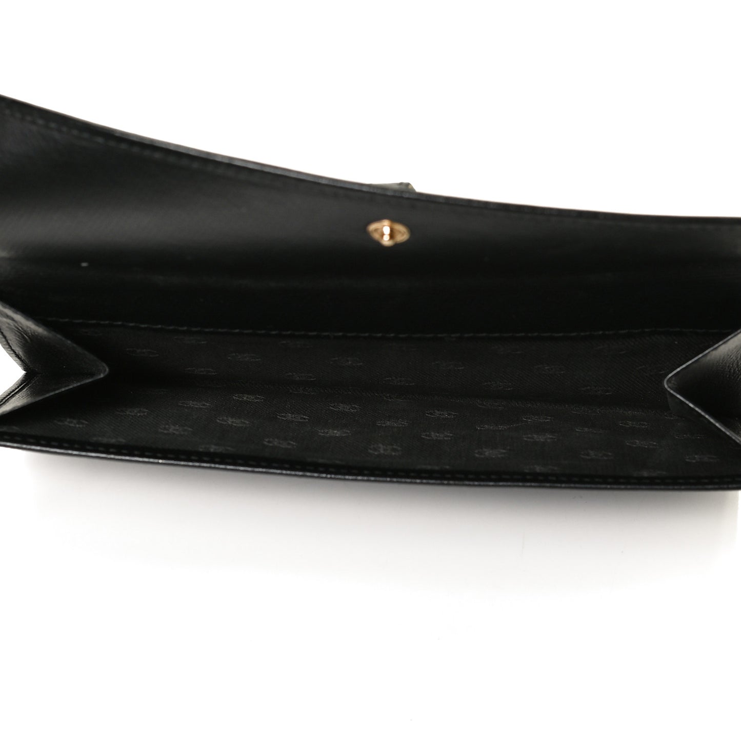Grained Calfskin CC Button Long Wallet Black