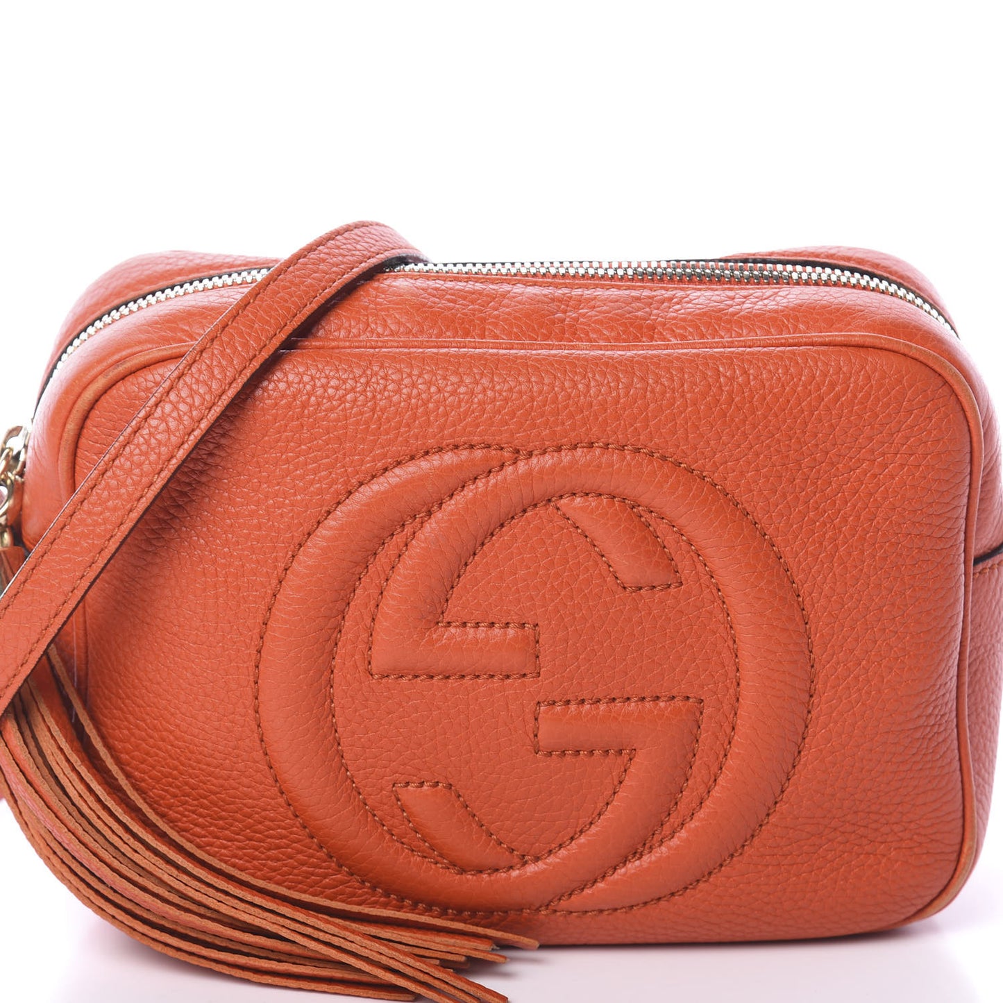Pebbled Calfskin Small Soho Disco Bag Sun Orange