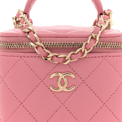 Chanel Lambskin Quilted Top Handle Mini Vanity Case With Chain Pink 8 of 11