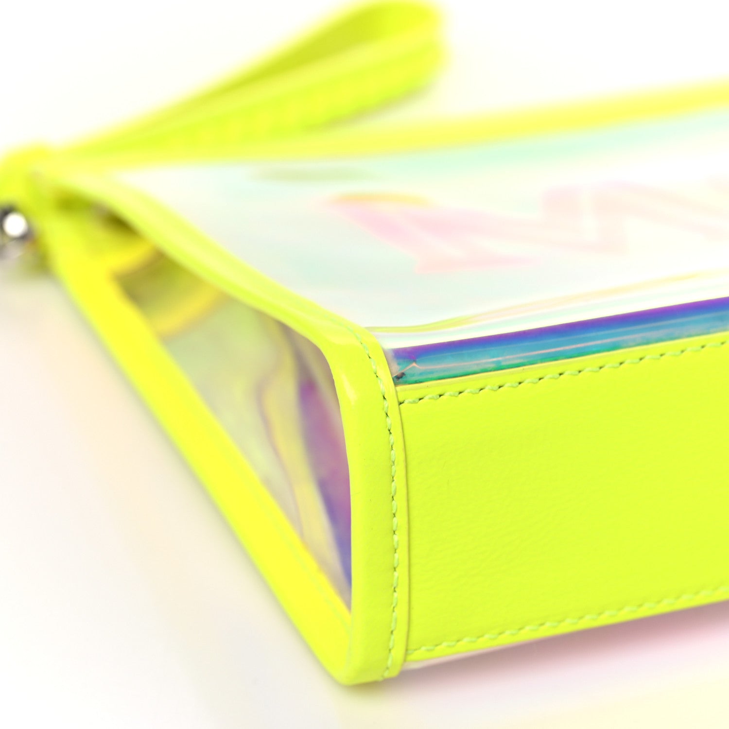 MCM Iridescent PVC Wristlet Neon Yellow 8 of 9