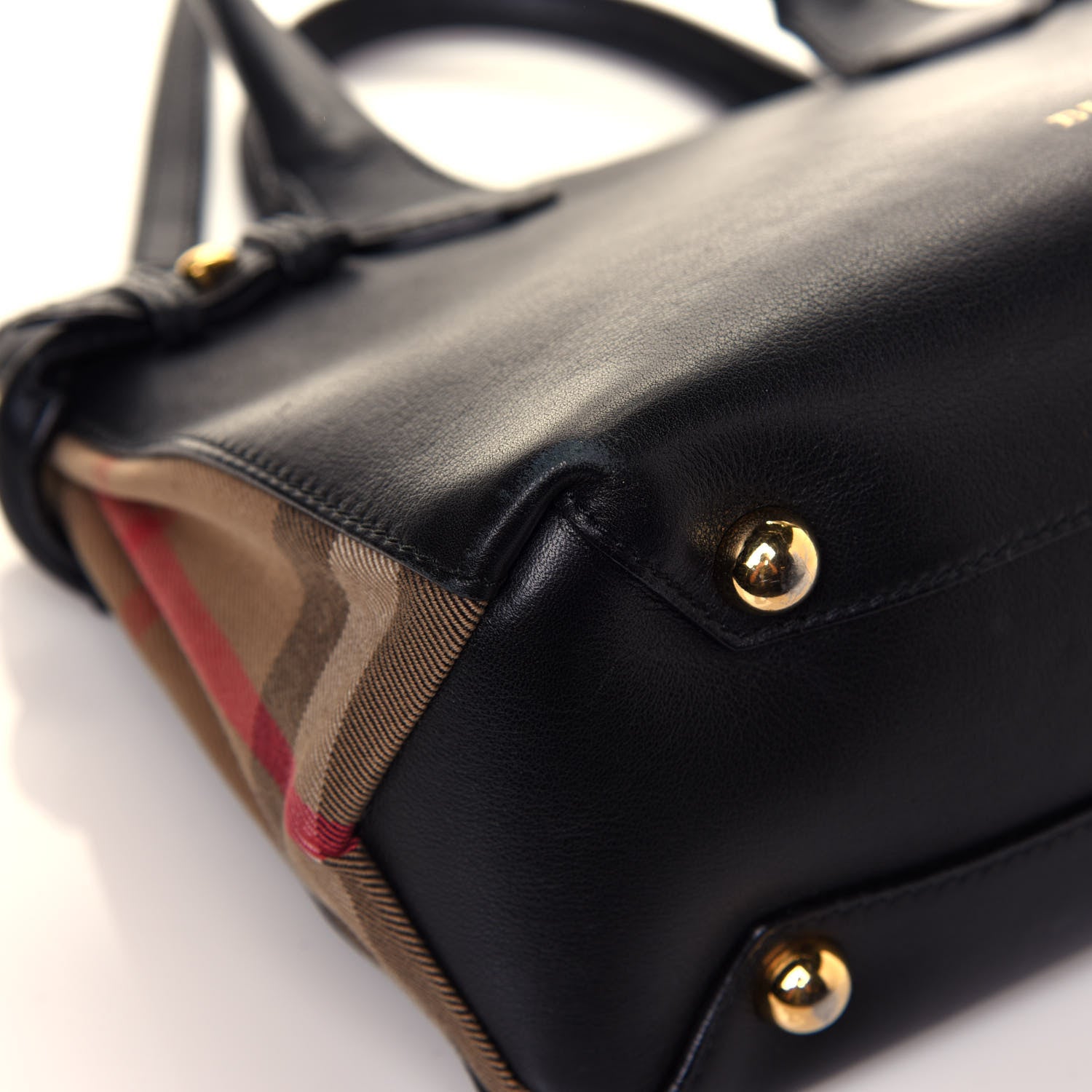 Burberry Calfskin House Check Small Banner Tote Black 7 of 7