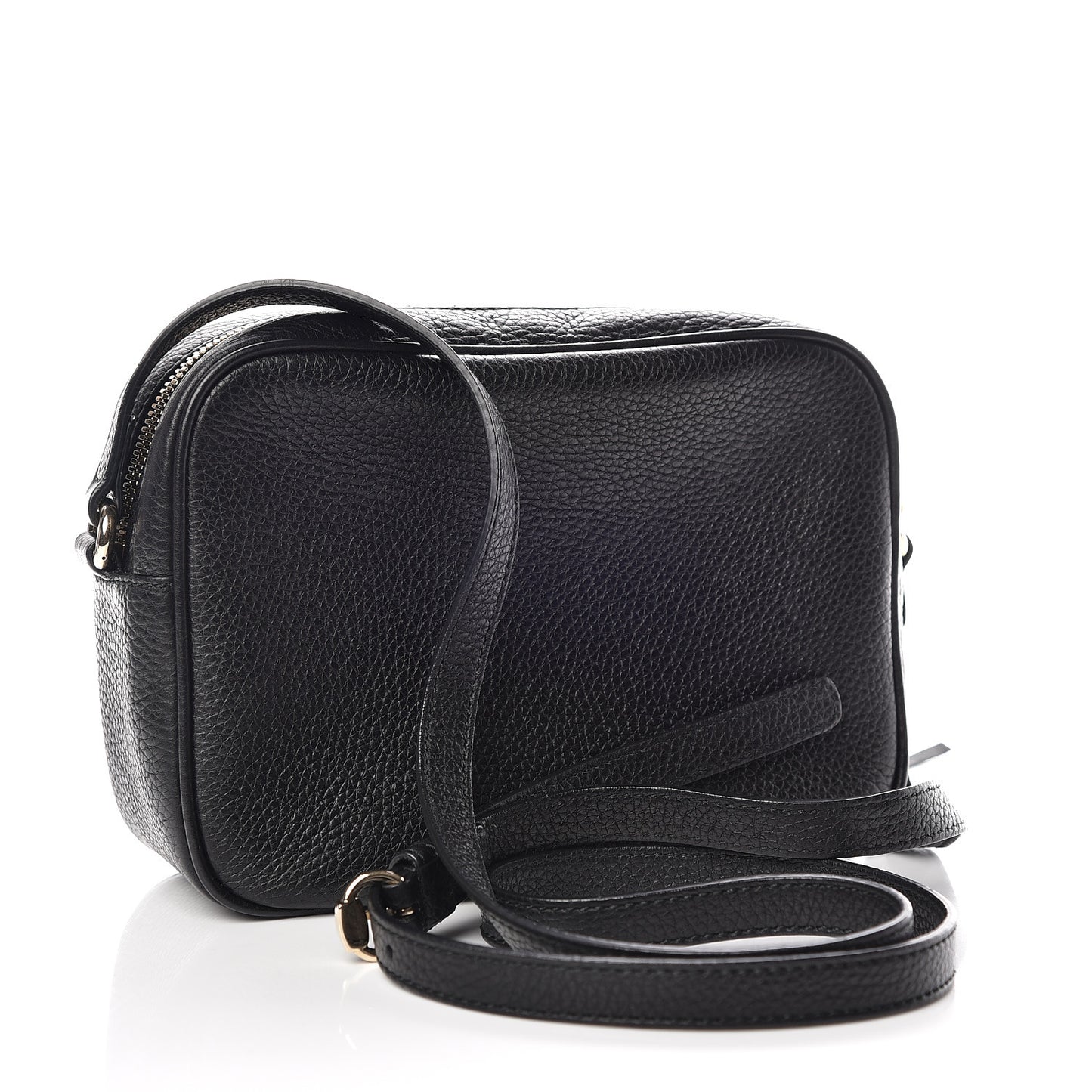 Pebbled Calfskin Small Soho Disco Bag Black