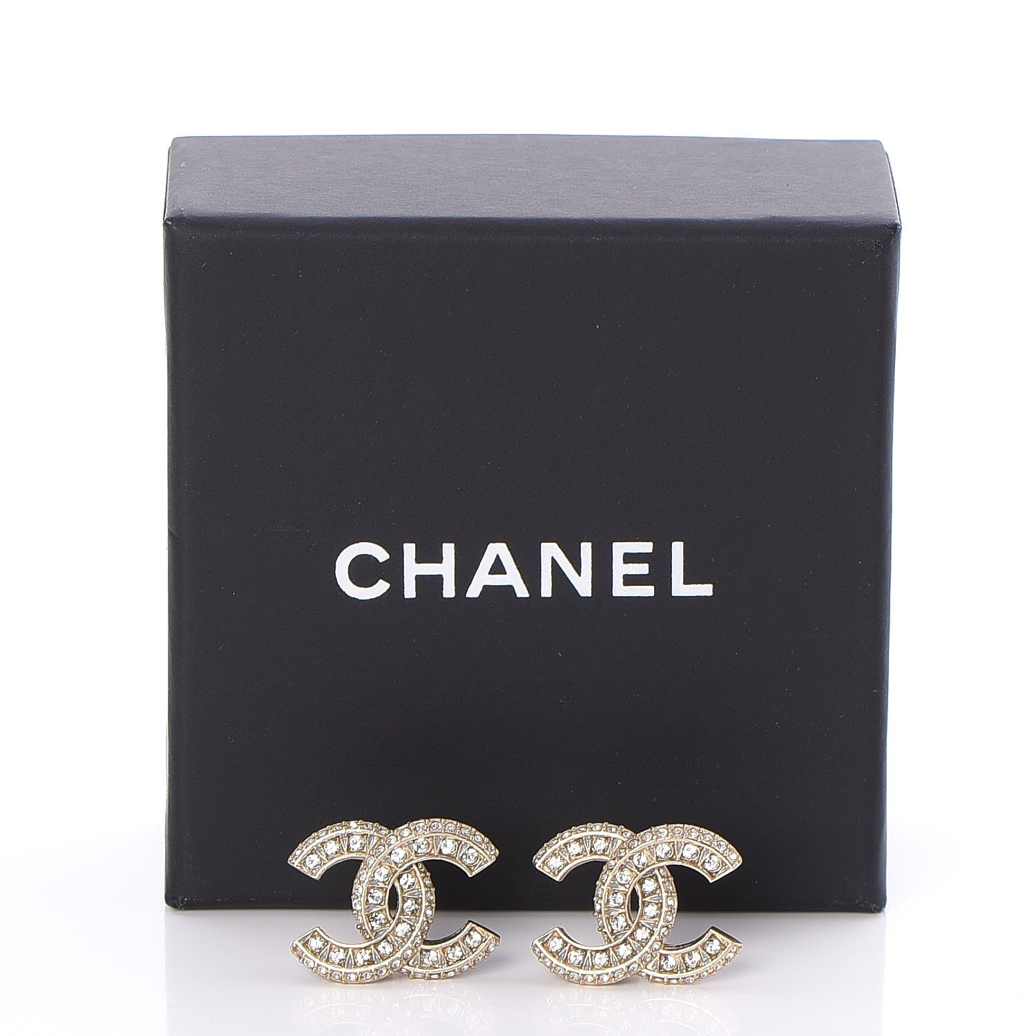 Chanel Crystal CC Earrings Gold 6 of 6