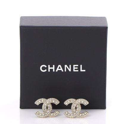 Chanel Crystal CC Earrings Gold 6 of 6