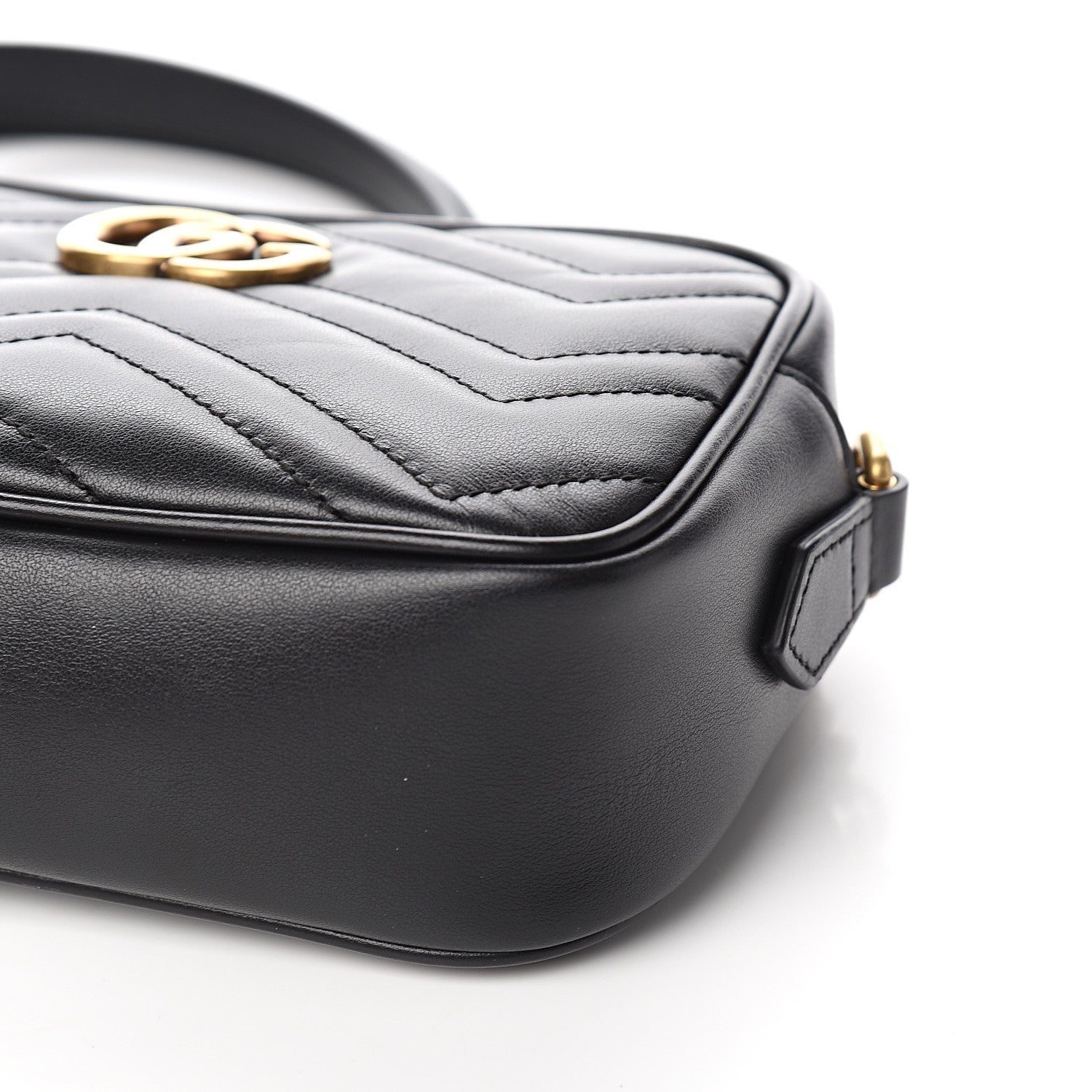 Gucci Calfskin Matelasse Mini GG Marmont Chain Shoulder Bag Black 8 of 10