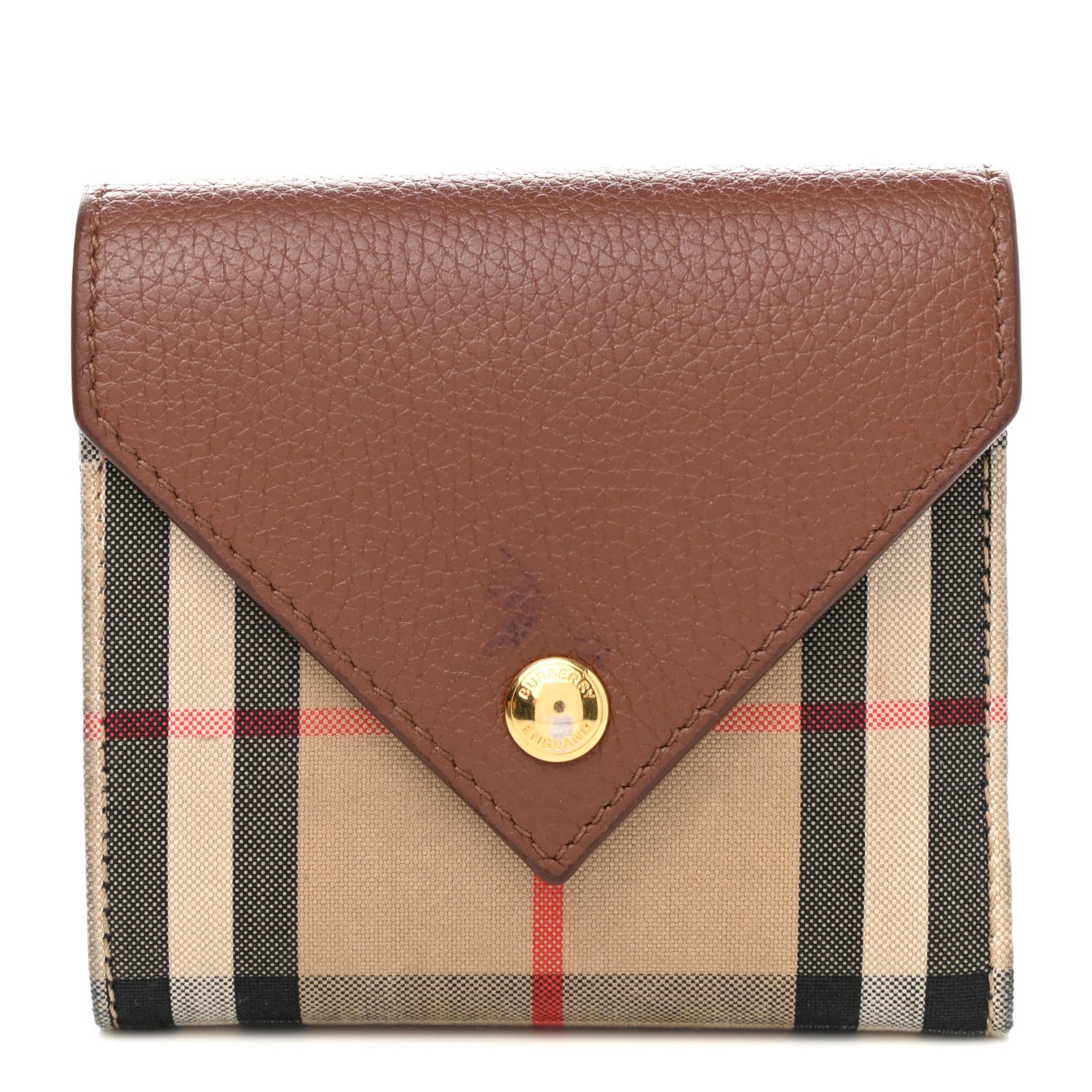 Burberry Haymarket Check Compact Wallet Brown 1 of 10