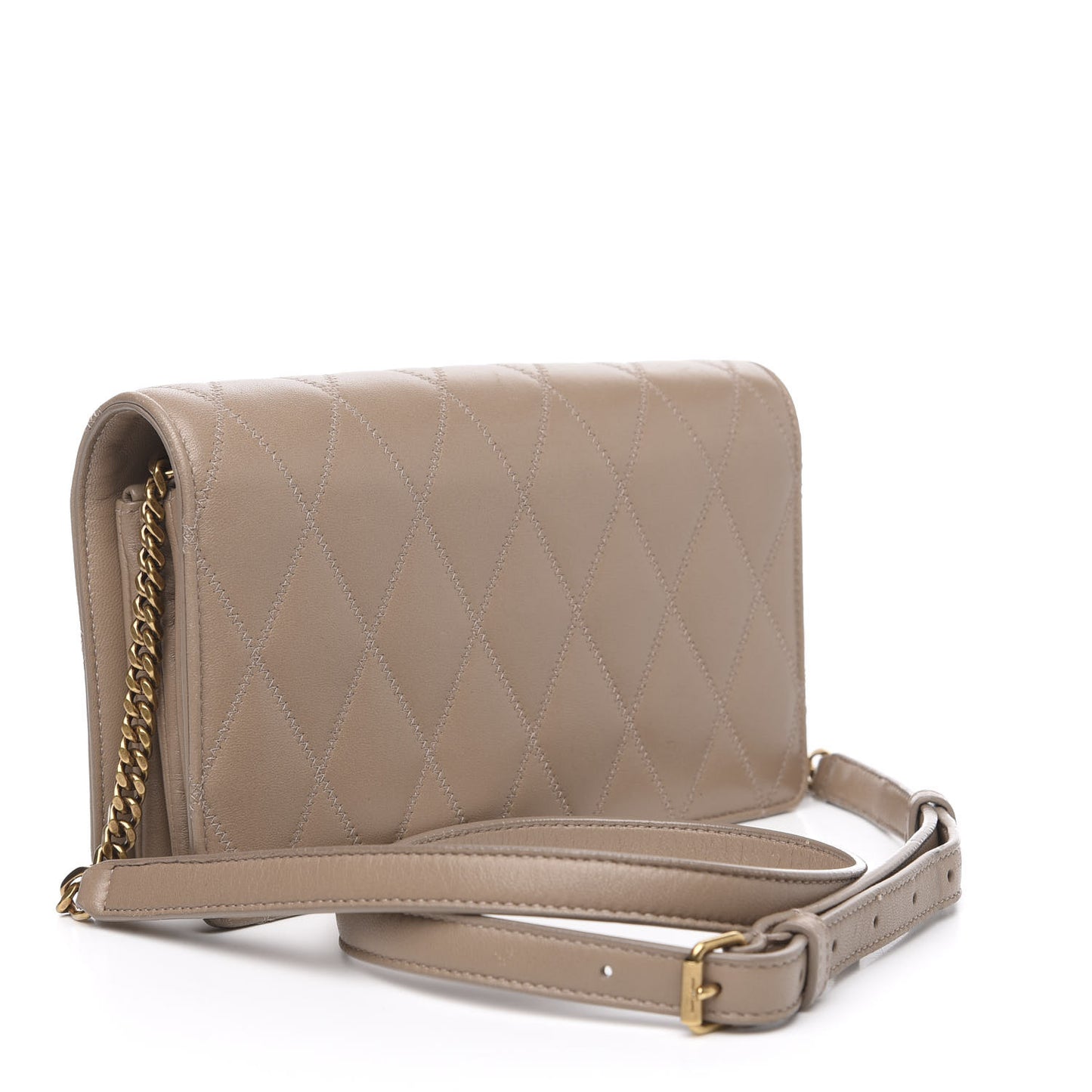Lambskin Diamond Quilted Angie Chain Bag Dusty Grey