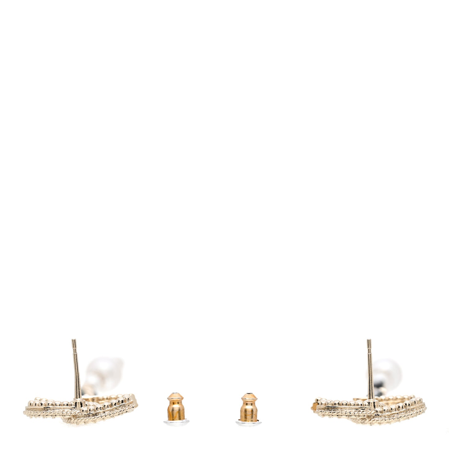 Lambskin Chain Crystal Pearl CC Drop Earrings Gold