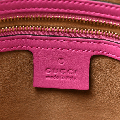 Gucci GG Supreme Monogram Moon Calfskin Small Boston Beige Ebony Hibiscus Red New Rosette 6 of 12
