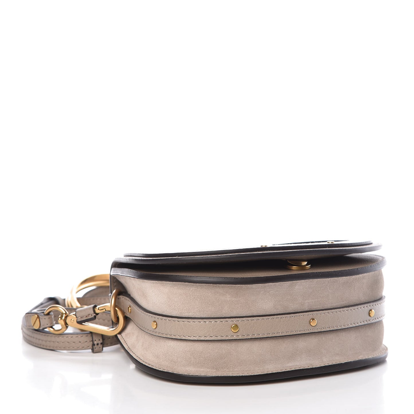 Calfskin Suede Small Nile Bracelet Bag Motty Grey