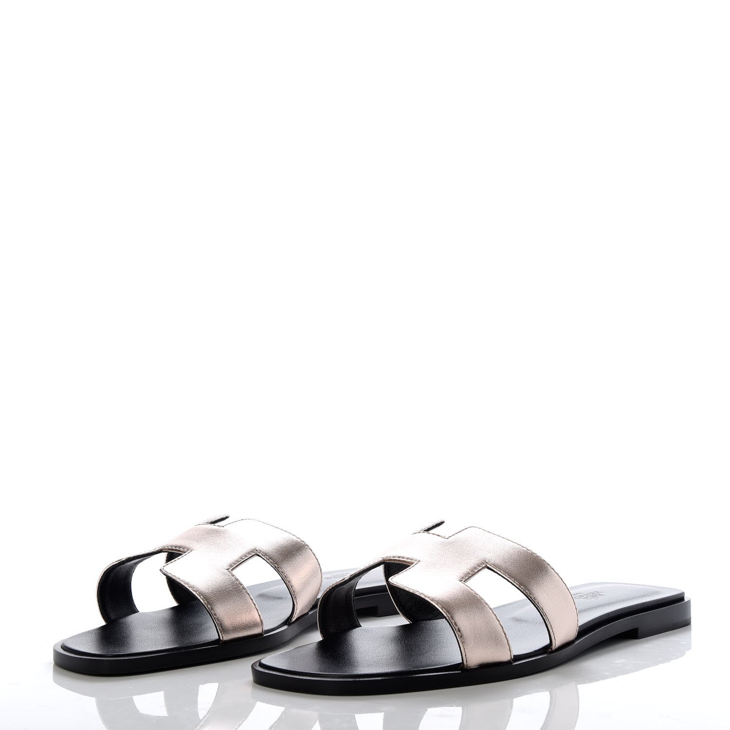Hermes Metallic Calfskin Oran Sandals 38 Rose Dore 3 of 10