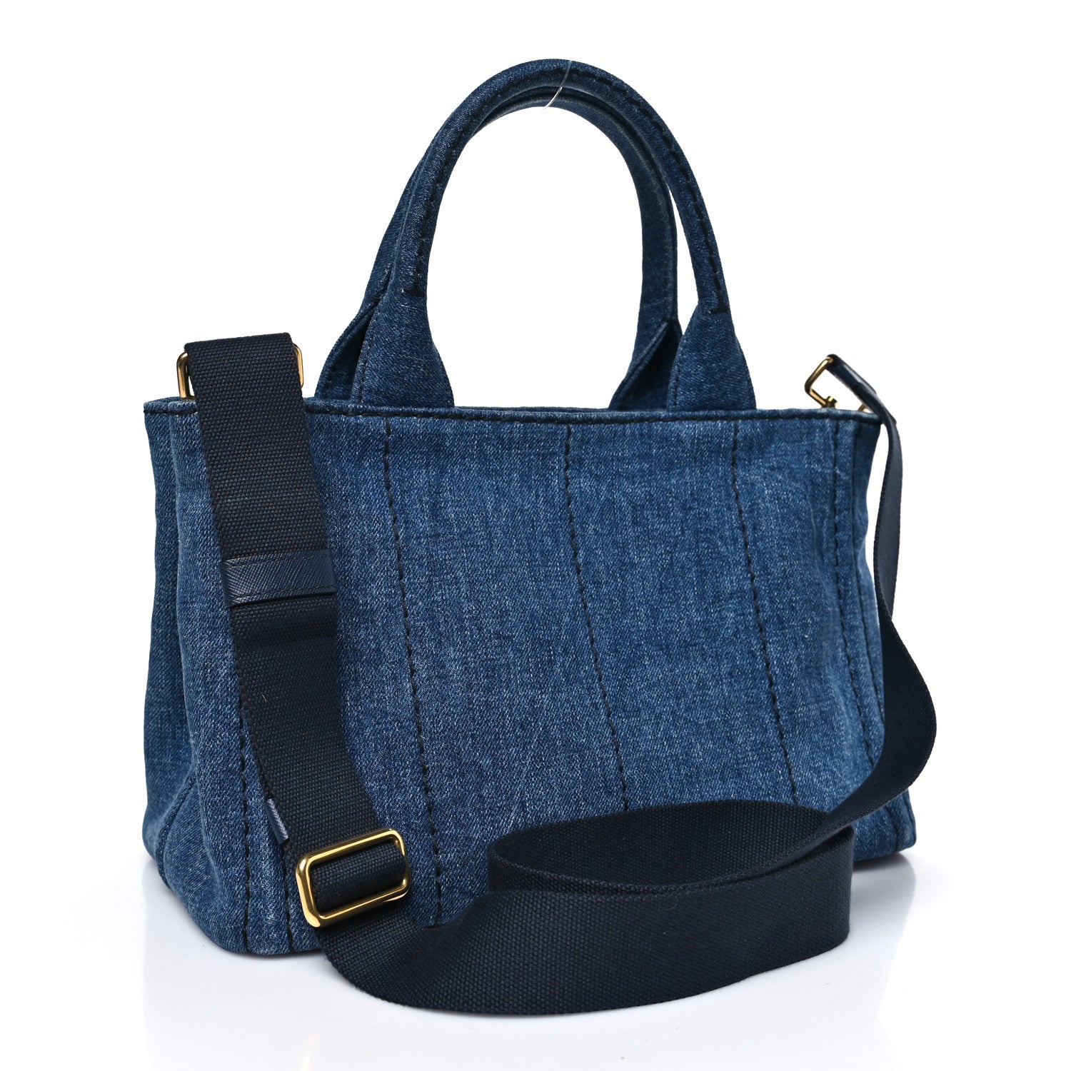 Prada Denim Small Logo Tote Bleu 3 of 9