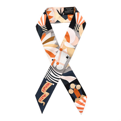 Hermes Silk Parade En Fanfare Twilly Noir Caramel Gris 1 of 4
