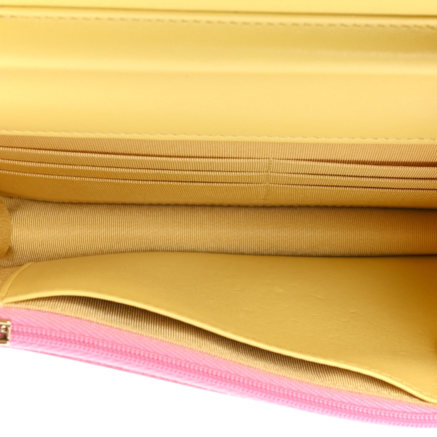 Chanel Lambskin Quilted Wallet On Chain WOC Pink Yellow 6 of 12
