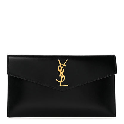 Saint Laurent Smooth Shiny Calfskin Monogram Uptown Pouch Black 1 of 11
