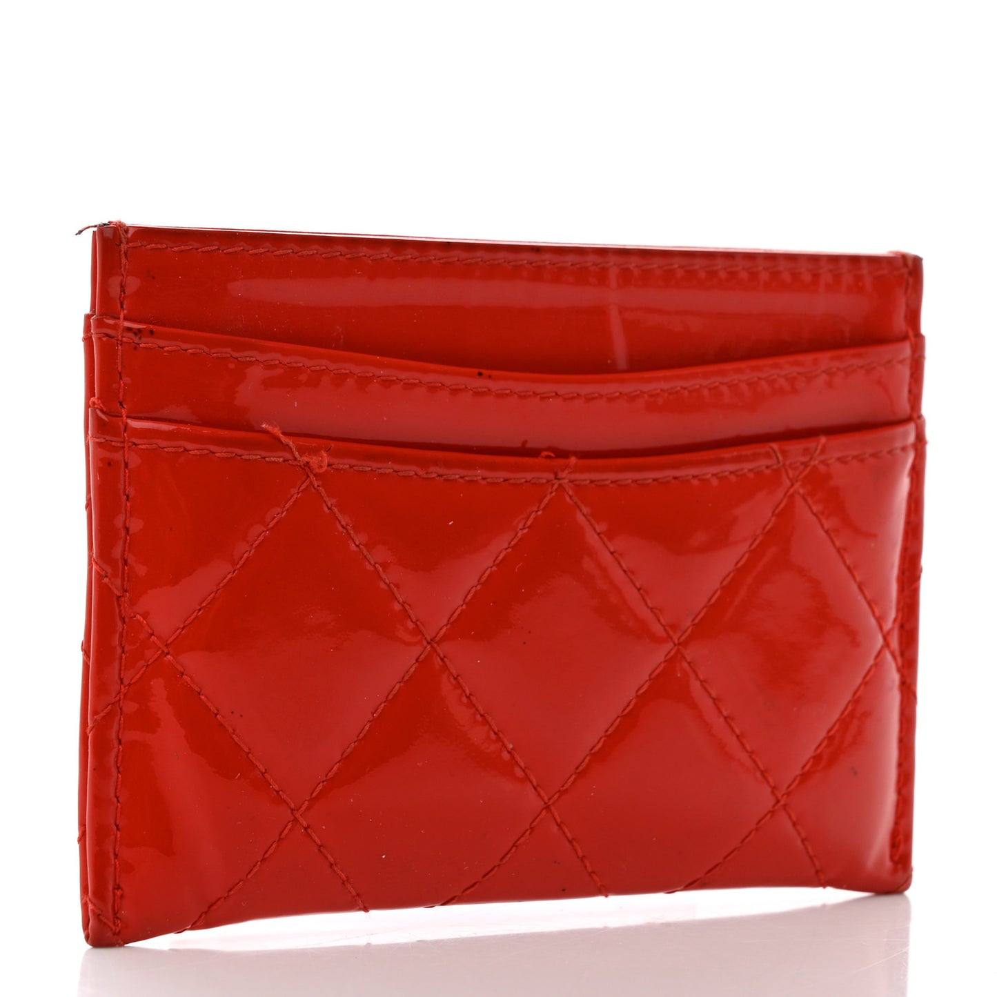 Patent Quilted Card Holder Red
