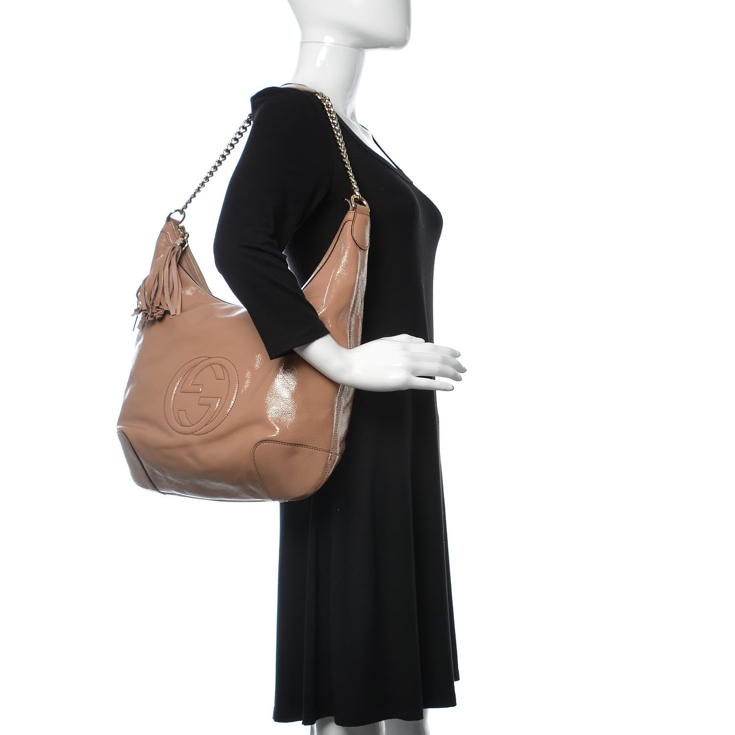 Gucci Patent Medium Soho Chain Hobo Dark Cipria 2 of 10