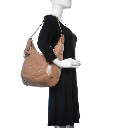 Gucci Patent Medium Soho Chain Hobo Dark Cipria 2 of 10