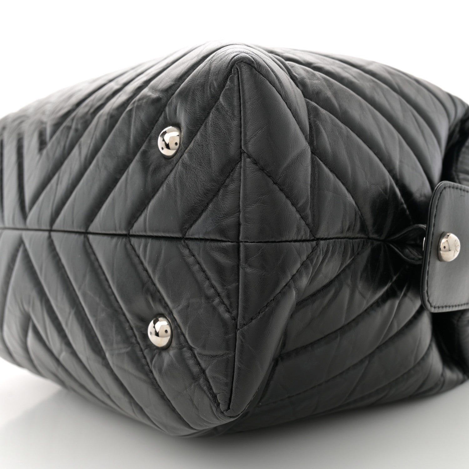 Chanel Aged Calfskin Chevron Quilted Bowling Bag Black 10 of 10