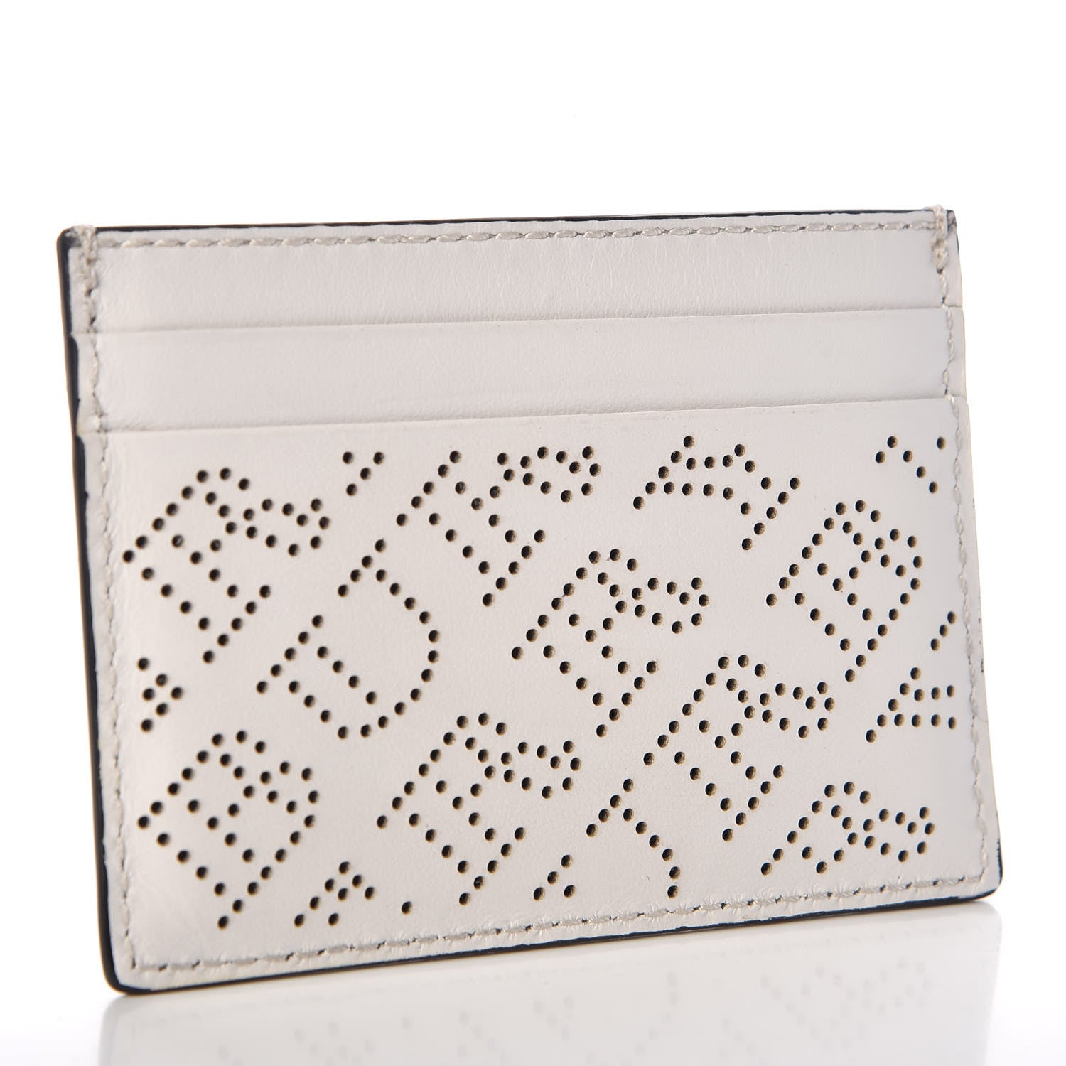 Burberry Calfskin Perforated Sandon Card Card Case White 3 of 7