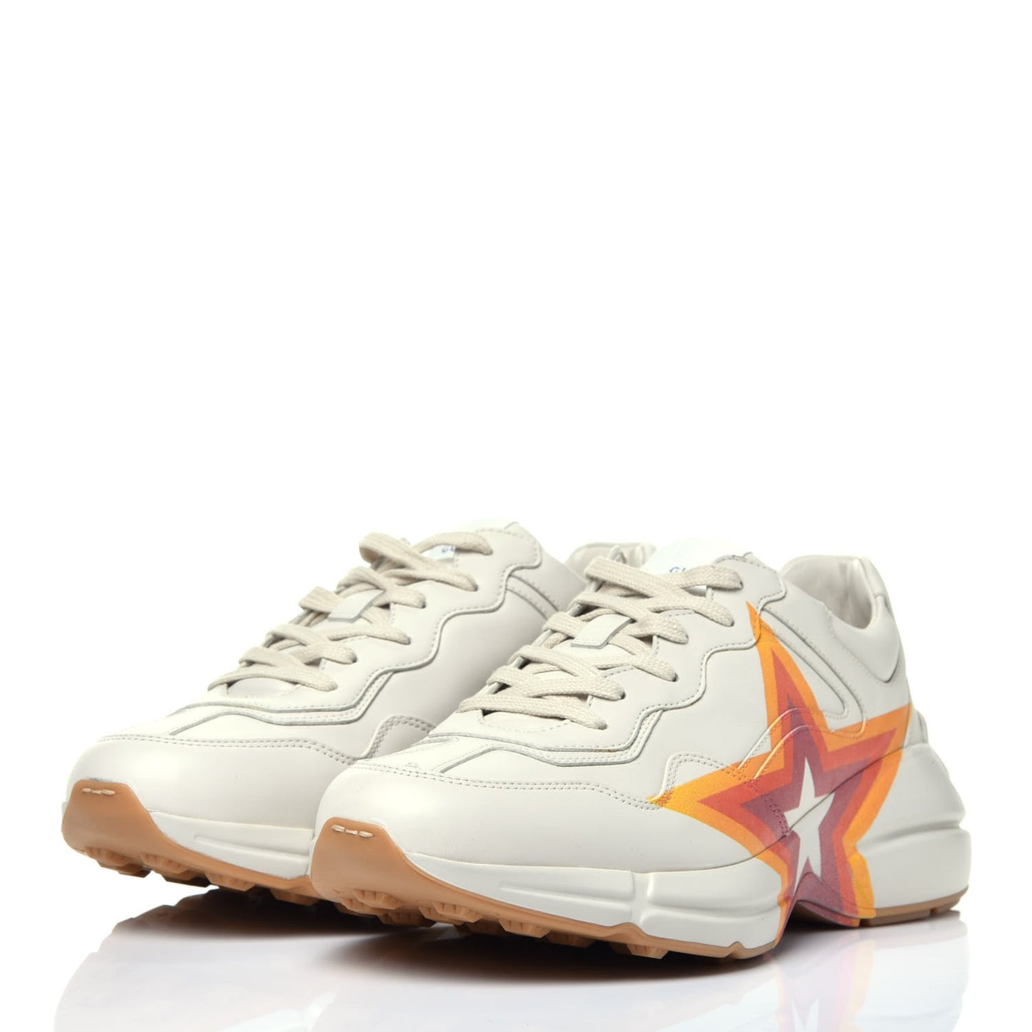 Calfskin Interlocking G Star Mens Rhyton Sneakers 9 Mystic White
